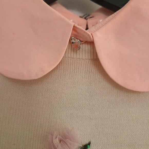 ALICE + OLIVIA Chase Collar Puff Sleeve Embroidery Embellished Top Size XS - Picture 5 of 6